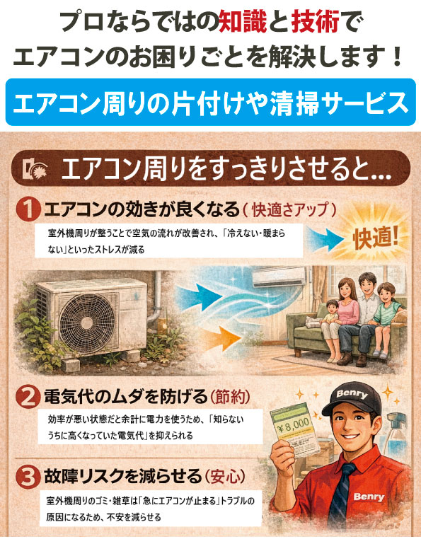 エアコン周りをすっきりさせると…