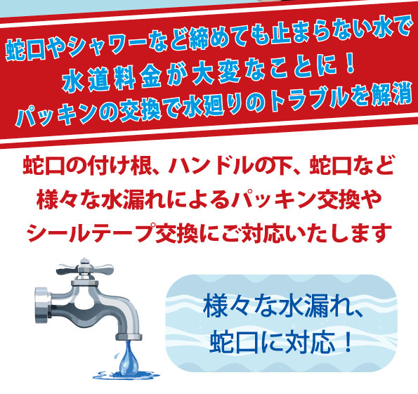 蛇口やシャワーなど締めても止まらない水で水道料金が大変なことに！パッキンの交換で水廻りのトラブルを解消